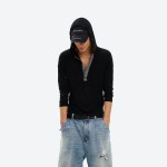 Sheer Hooded Henley Top